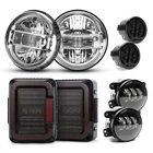 Chrome 7" Halo Led Headlights Fog Turn Tail For Jeep Wrangler Jk 2007-18 New. Price: $254.99.