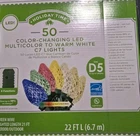 Holiday Time 50 Led 8-FUNCTION Color Changing Multi To Warm White C7 Lights Used. Price: $30.00.