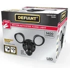 Defiant 180 Black Motion Activated Outdoor Int. Led Twin Head Flood Light New. Price: $24.99.