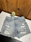 American Eagle High Rise Light Wash Distressed Cut Off Denim Shorts Stretch 6 New. Price: $25.00.