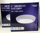 Medinah Power 6" Led Round Disc Light 15 WATT/1000 Lumens Dimmable (2 Pk) New. Price: $22.49.