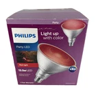 Red Philips 13.5W Led Party Flood Light Bulb Indoor/outdoor PAR38 Open. Price: $7.99.