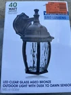Maxxima Outdoor Wall Light Led Bronze Clear Glass Dusk Dawn Photocell Sensor New Open. Price: $39.99.