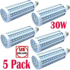 5 Pack Bright 300W Eq. Led Bulb 30W 144-CHIP Corn 6000K Cool Daylight E26 New. Price: $39.99.