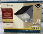 Patriot Lighting Outdoor Motion Detector Led Solar 80 Lumens Grey Open. Price: $19.00.