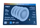 Feit Electric 6" Led Recessed Downlight 4 Pack Dimmable Color Choice 75W Open. Price: $19.99.