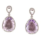 Amethyst Micro Pave Diamond Halo Gold Dangle Earrings Unspecified. Price: $3750.00.