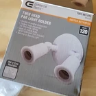 Commercial Electric Twin-head White Outdoor Flood Light Switch Activated 120V New. Price: $13.60.