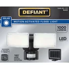 Defiant 180 Black Motion Sensor Solar Powered 2-HEAD Led Security Flood Light Open. Price: $24.95.