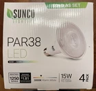 Sunco Par 38 Led 1250 Lumen 15W 4 Pack Flood Lights 3000K Dusk To Dawn Sensor Open. Price: $22.00.