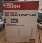Hyper Tough. Hard Wired 3000 Lumen Duel-head Led Security Light. Brand New Box!. Price: $17.99.