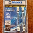 New Brinks T3 #7057 Outdoor Halogen Security Bulbs 1PACK 150 Watts. Price: $10.00.