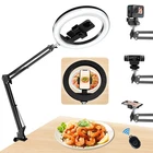 Overhead Phone Mount With Ring Light, 10 Led Selfie For Desk New. Price: $58.31.
