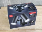 Globe 22W Equivalent Twin Head Integrated Led Black Hardwired Motion Area Light New. Price: $34.99.