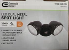 Commercial Electric SPTM2-2801 28W 2200 Lumen Dual Head Bronze Led Flood Light New. Price: $24.99.