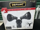 Defiant Motion-activated Flood Light Dual Brite Hardwired Black Metal PAR38 Open. Price: $23.03.