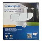 Westinghouse 2000 Lumen Solar Motion Activated Triple Head Security Light New. Price: $39.99.