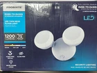 Probrite 75-WATT Equivalent Twin-head White Outdoor Led Flood Light, 1200 Lumens Open. Price: $14.99.