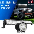 Nilight 32INCH Dual Row Led Bar 180W Spot Flood Combo + 2PCS 27W Fog Lamps New. Price: $65.99.