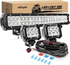 Nilight 20" 126W Spot Flood Combo Off Road Led Bar & 2PCS 18W 4" Pods New. Price: $60.46.