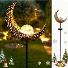 Garden Solar Light Outdoor Decorative, Moon Crackle Glass Globe New. Price: $28.62.