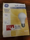 Ge Soft White 100W (uses 72 W) - Collector Item Light Bulbs 4 Energy Eff New. Price: $35.00.