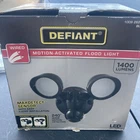Defiant Black Motion Activated 240-DEGREE Dusk-to-dawn Led Security Flood Light Open. Price: $15.00.