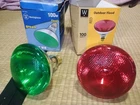 Lot (2) Westpointe/westinghouse Red/green Outdoor Flood Lights. 100W BR38 120V Open. Price: $11.99.