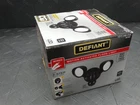 Defiant 240 Black Motion Sensing Wired Outdoor 2-HEAD Led Security Flood Light Used. Price: $35.99.