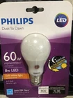 4 Pack Philips New 60W Soft White A19 Sensor Dusk To Dawn 8W Led Light Bulb. Price: $29.95.