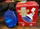 Vintage Value -bright 100W Outdoor Blue Accent Flood Light Bulb BR-38 #172-551 New. Price: $19.31.