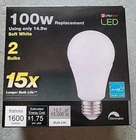 Utilitec Led 100W Soft White 2 Pack Dimmable 1600 Lumens Using 14.5W Light Bulb New. Price: $11.10.