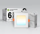 6 Pack Led Square Recessed Lighting 4 Inch, Cct 2700K-5000K, 12W 50W Eqv New. Price: $40.00.