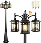 Dusk To Dawn Outdoor Lamp Post Lights, Black Pole With Clear Glass Panels New. Price: $227.34.