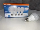 Sylvania Bulb Led 75W Daylight 12W 1100 Lumens A19 In & Outdoor 4 Pack + Open. Price: $26.88.