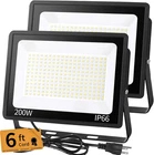 200W Led Flood Light Outdoor With 6FT Plug, 24000LM Brighter Exterior Security New. Price: $108.99.