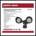 Satco 65-713 Dual Head Led Bronze Security Flood Light 3000K Motion Sensor New. Price: $113.99.