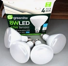 4 Pk Greenlite Floodlight 8W LED=65W Equiv. Dimmable 25000 Hours New Open Box. Price: $8.00.