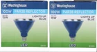 Westinghouse 100W Equivalent Blue PAR38 Led Weatherproof Flood Light (2-PACK) New. Price: $16.00.