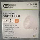 Commercial Electric Led Metal Spot Light White 1100LM 3000K 14W Wet Rated New. Price: $37.00.