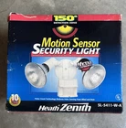 Heath Zenith Motion Sensor Security Light SL-5411-WH 150 Degree Detection Zone Open. Price: $20.00.
