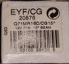 Nos Ge Precise 20876 Q71MR16C 12V 71W 15 Bulb - Direct Fit For Hella New. Price: $64.99.
