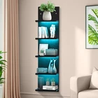Black 5 Tier Display Shelf Case With Lights Led Wall Mount Vertical Shel... New. Price: $116.34.