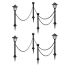 Vidaxl 2/4X Chain Fence With Solar Lights Two Led Lamps Poles Outdoor Patio New. Price: $78.22.