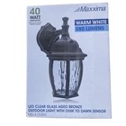 Maxxima Outdoor Wall Light Led Bronze Clear Glass Dusk Dawn Photocell Sensor New. Price: $34.99.