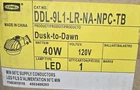 Hubbell Dusk To Dawn Street Light 40 Watts 120 V DDL-9L1-LR-NA-NPC-TB New. Price: $38.23.