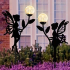 Ouddy 2 Pack Solar Fairy Garden Decor, Metal Statues With Crackle Glass New. Price: $34.92.