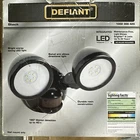 Defiant 180 Degree Black Motion Activated Outdoor Led Twin Head Flood Light C1 Open. Price: $19.99.