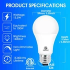 4 Pack 100W Equivalent A19 Led Light Bulb Warm White 3000K E26 Base Non-dimmable New. Price: $21.35.
