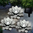 Lewis&wayne Solar Garden Lights Outdoor, 3 Pcs Lotus Flower Pathway Silver Gray New. Price: $40.50.